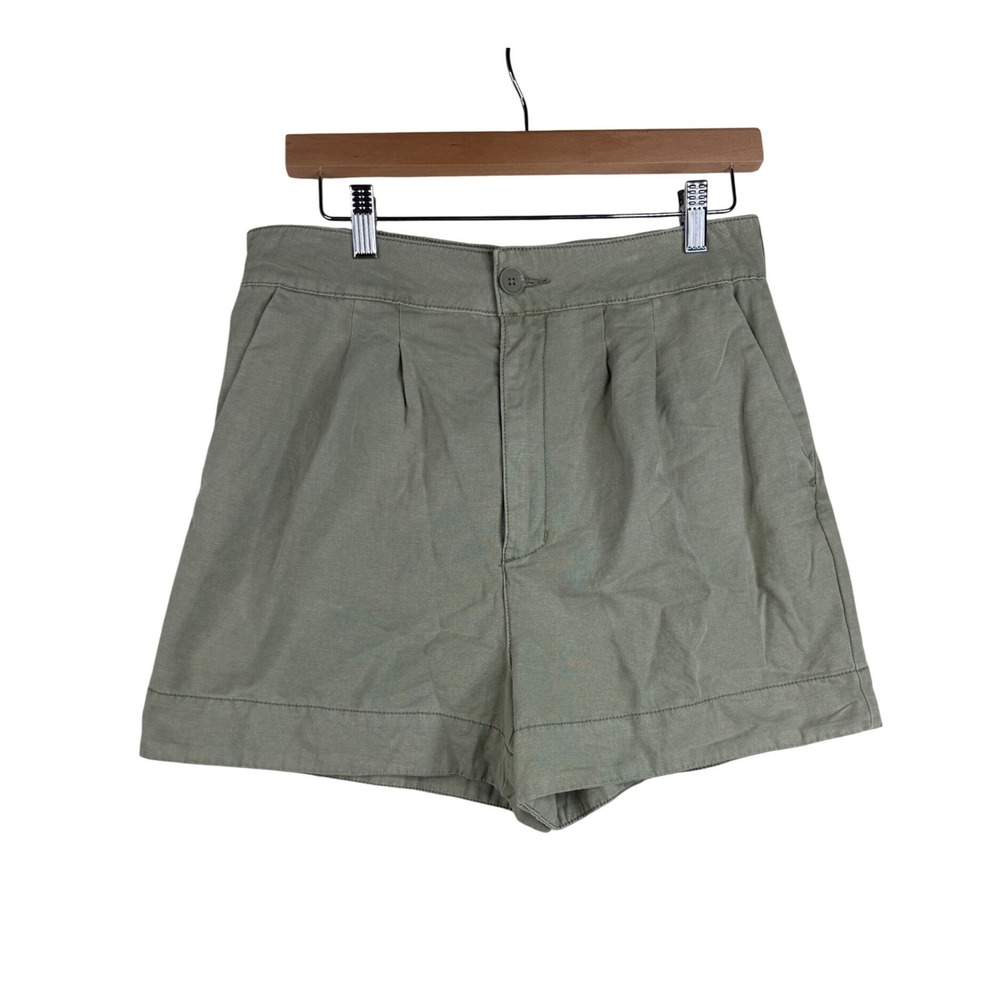Joie Womens Cotton/Linen Blend Pleated Short Faded Cactus Green Size Small